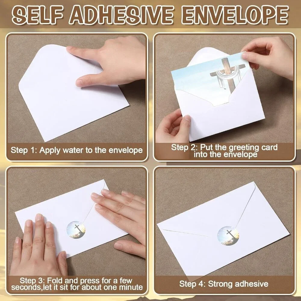 Religious Greeting Cards Set 4x6 with Cross Design Includes Envelopes